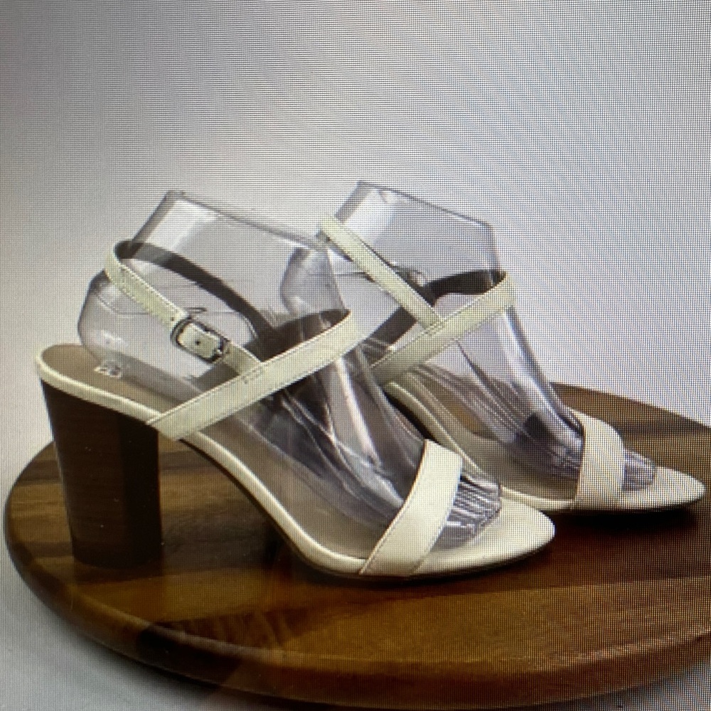 BP Cream Block Heel Sandals